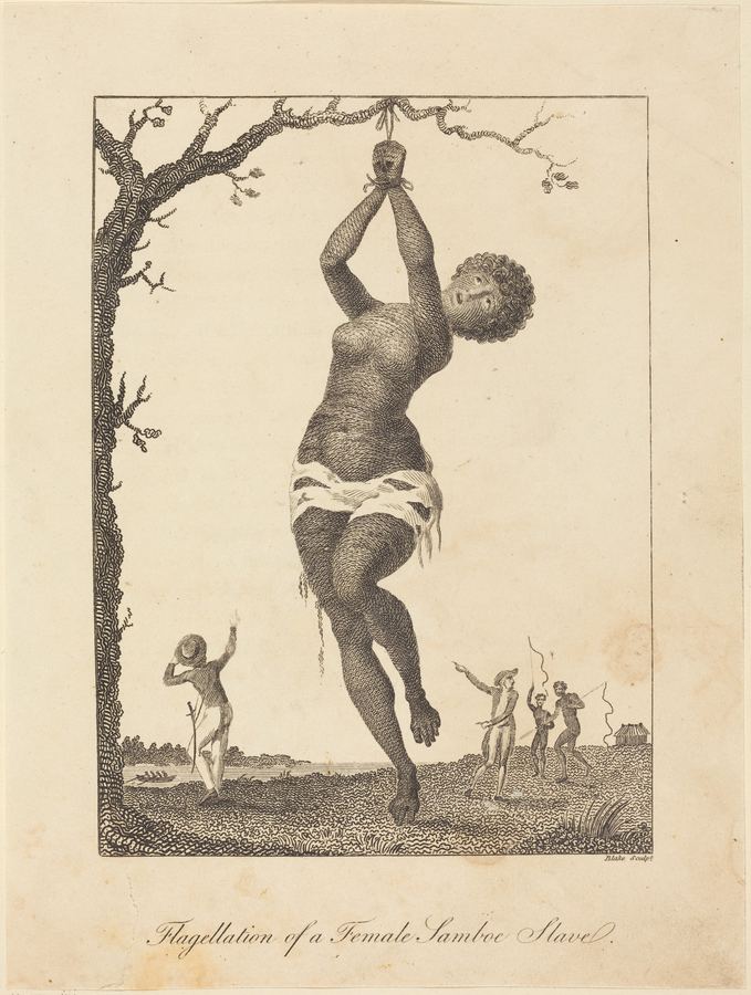 William Blake - Flagellation of a Female Samboe Slave - etching in book by John G. Stedman — William Blake | Tote