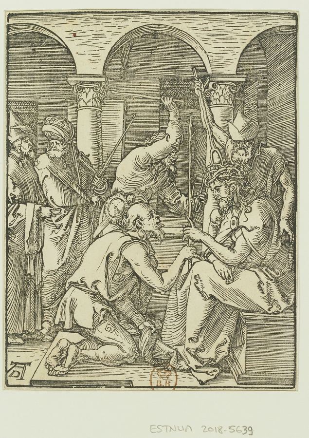 La Petite Passion sur bois. 19 (Le Couronnement d'épines) - estampe - AD (Albrecht Dürer) (monogr.) - btv1b10461616b — Dürer, Albrecht (1471-1528). Graveur | Mug