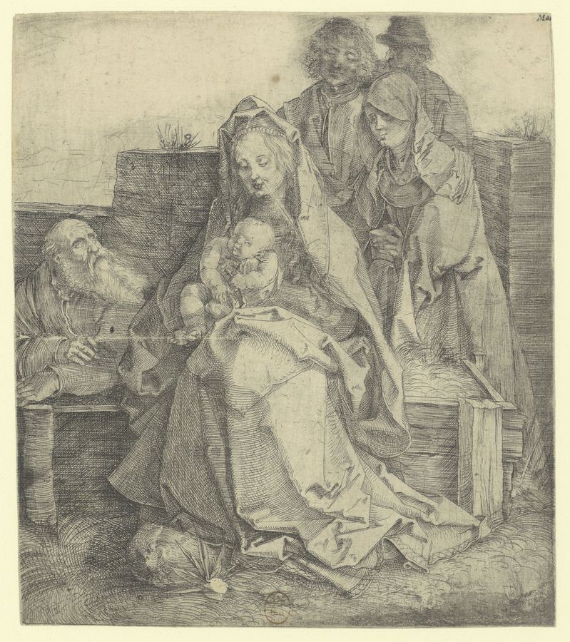 La Sainte Famille avec saint Jean, Marie Madeleine et Nicomède - estampe - A. Dürer - btv1b69512393 — Dürer, Albrecht (1471-1528). Graveur | Tote