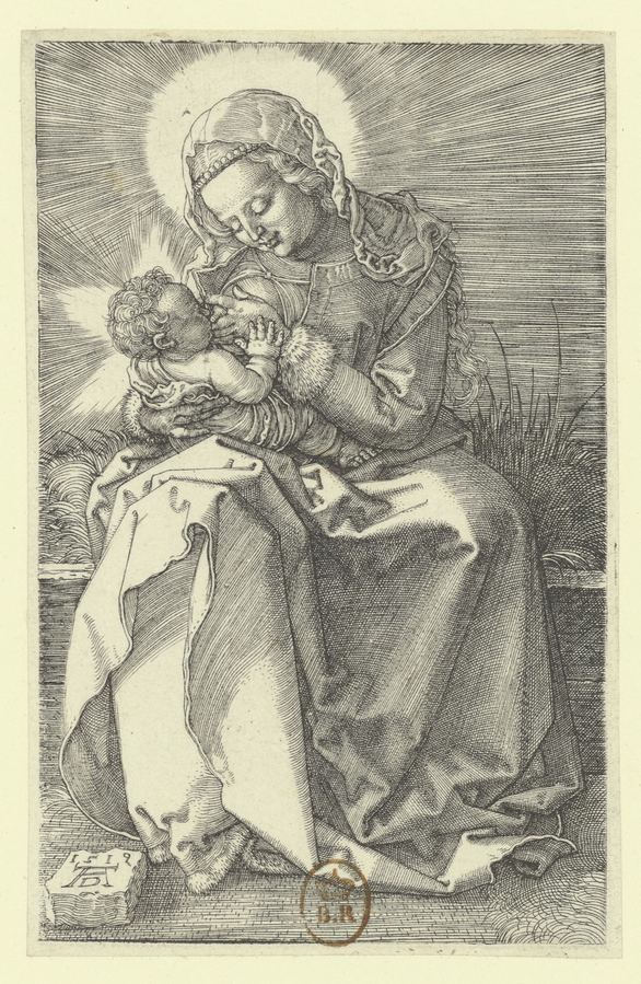 La Vierge allaitant l'Enfant Jésus - estampe - AD 1519 (A. Dürer) (monogr.) - btv1b69512326 — Dürer, Albrecht (1471-1528). Graveur | Poster 18x24